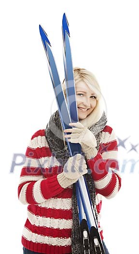 Woman with skis Woman with skis