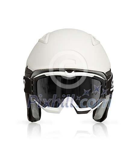 Isolated winter sports helmet with goggles