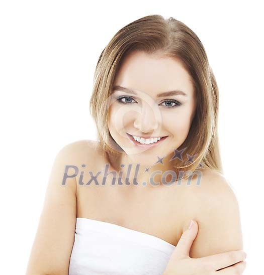 Woman with a towel around her Woman with a towel around her