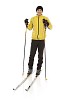 Isolated male skier standing on a white background