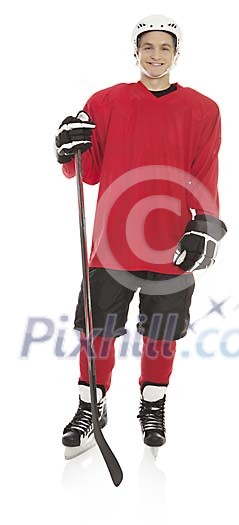 Isolated male hockey player