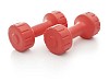 Isolated red dumbbells