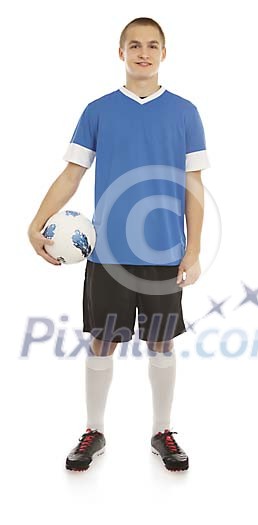 Isolated male footballer