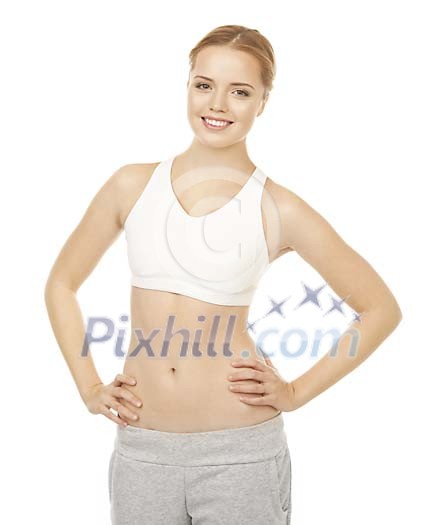 Isolated female in sports clothes Isolated female in sports clothes