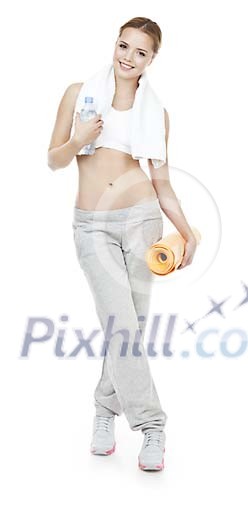 Isolated female in sports clothes Isolated female in sports clothes