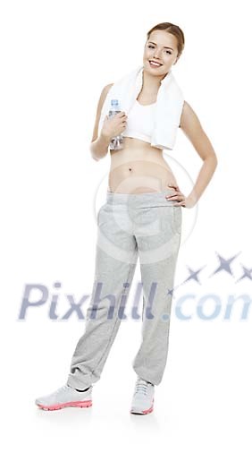 Isolated female in sports clothes Isolated female in sports clothes