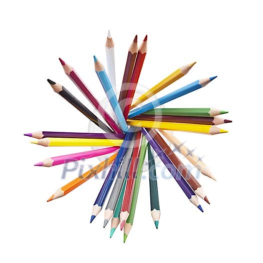 Colourful pencils in circle