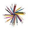 Colourful pencils in circle