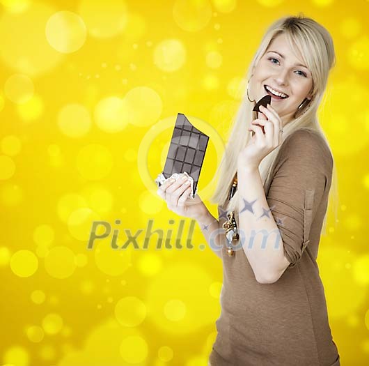 Woman enjoying chocolate