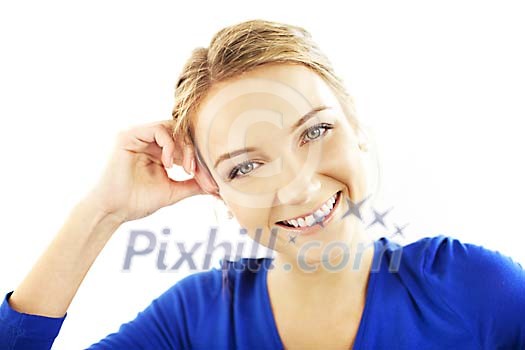 Woman smiling straight to the camera Woman smiling straight to the camera
