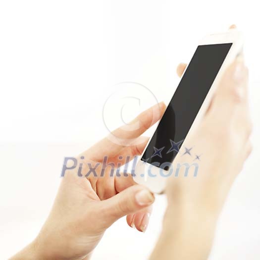 Female hands with a smartphone Female hands with a smartphone