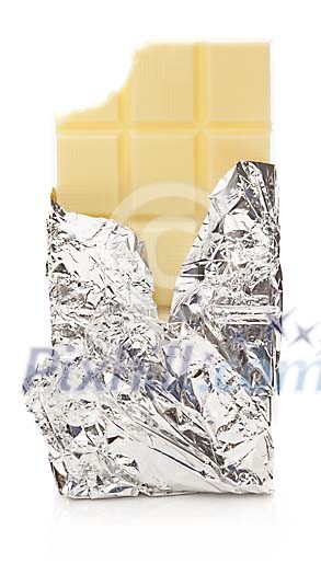 White chocolate bar with a missing corner