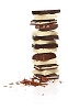 Tower made of different chocolate pieces