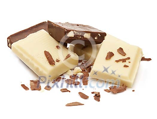 Pile of white and brown chocolate