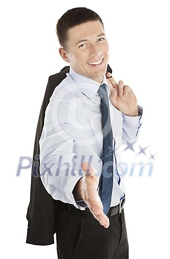 Isolated businessman offering his hand to shake