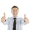 Isolated businessman giving thumbs up