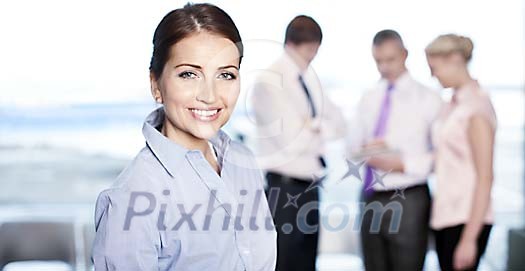 Businesswoman with her work team Businesswoman with her work team