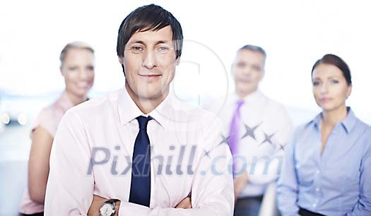 Businessman with his associates
