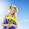 Beautiful blonde with floral head wreath