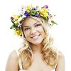Beautiful Scandinavian girl with a flower head wrath