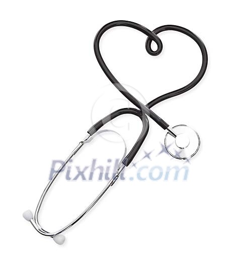 Isolated stetoscope formed as a heart Isolated stetoscope formed as a heart