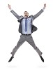 Isolated businessman jumping for success