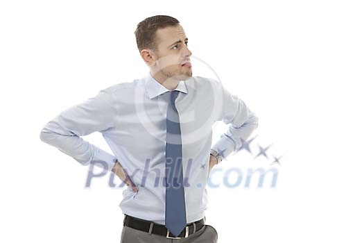 Isolated unhappy businessman