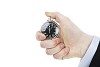 Isolated male hand holding a stopwatch