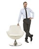 Isolated businessman with a chair