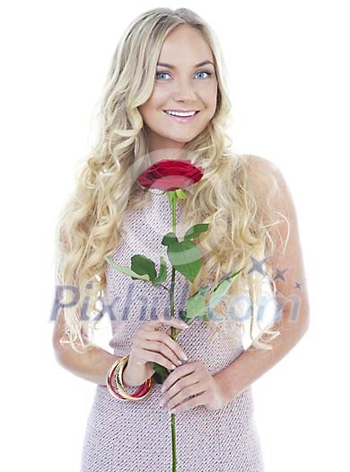 Isolated woman with a single rose Isolated woman with a single rose