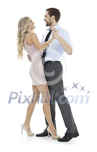 Isolated man and woman dancing