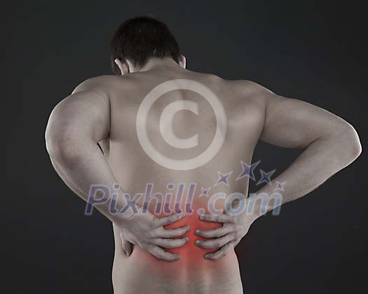 Man holding his hurting back