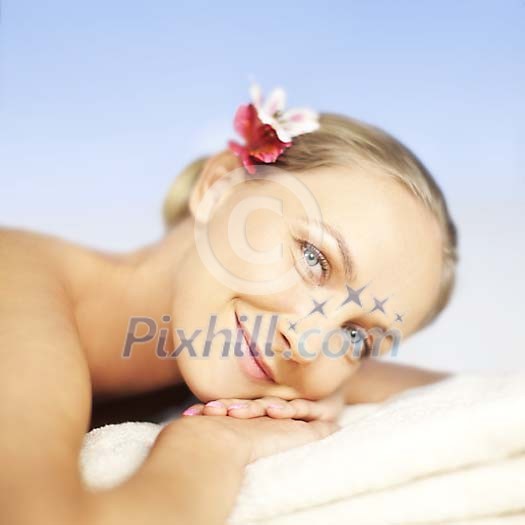 Woman relaxing and smiling Woman relaxing and smiling