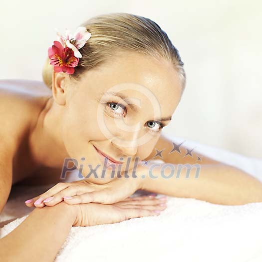 Woman smiling in the spa