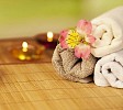 Towels with a flower and candles