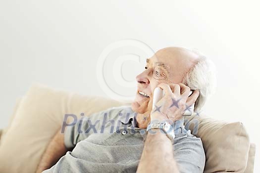 Older male on the phone