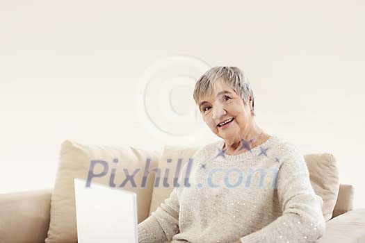 Older female with a laptop