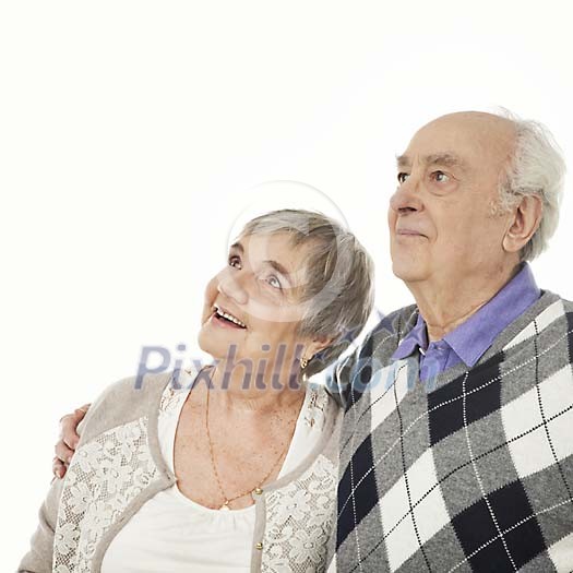 Older couple looking up