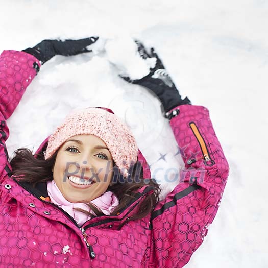 Smiling woman on the snow Smiling woman on the snow