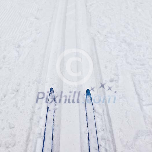 Skis on the ski tracks