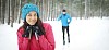 Woman skiing in the forest