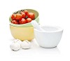 Isolated bowls with tomatoes and garlic