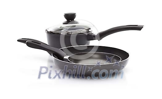 Isolated pot with pans