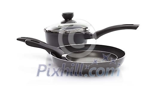 Isolated pot with pans Isolated pot with pans
