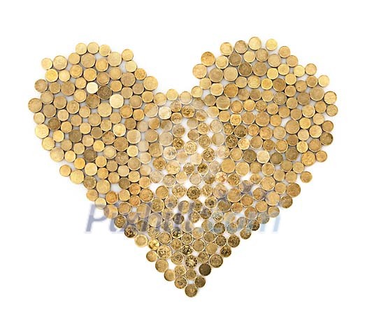 Coins shaped as a heart