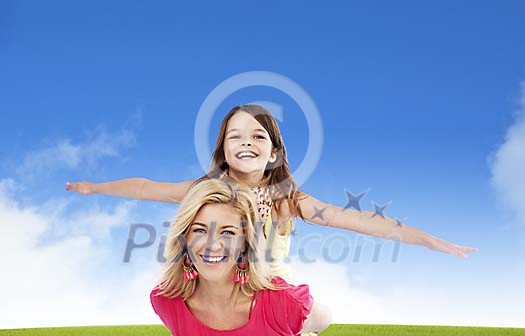 Smiling girl with her mother Smiling girl with her mother