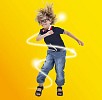 Boy jumping with light around him