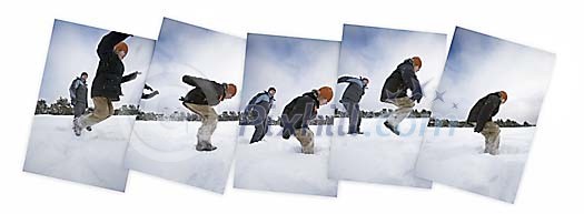 Different stages of a jump in a snow
