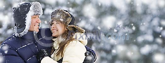 Couple enjoying winter