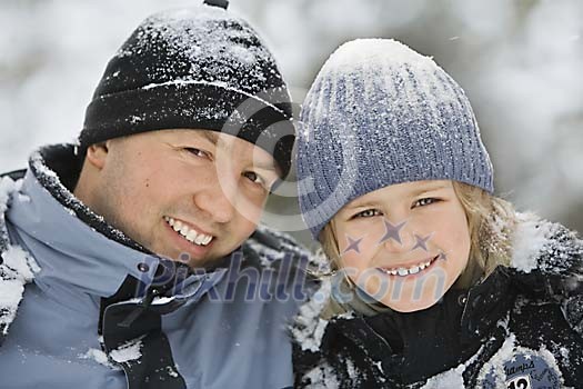 Father and son in the winter Father and son in the winter